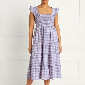 Hill House Ellie Nap Dress in Lilac Clip Dot Check XS NWT